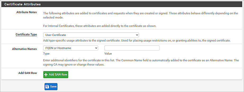 Screenshot of pfSense, Certificate 6